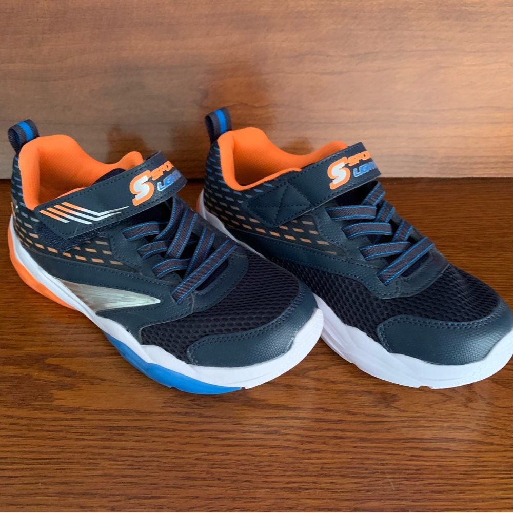 Blue and Orange Sneakers with Sporty Design